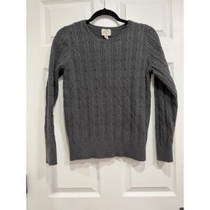 St Johns Bay Women Gray Cable Knit Sweater Long Sleeve Crew Neck Size L